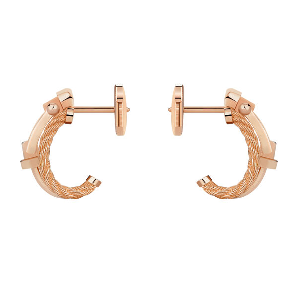 Force 10 Rise Small Rose Gold and Diamond Pav&eacute; Half Hoop Earrings